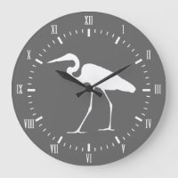 Elegant Coastal White Egret Bird & Gray