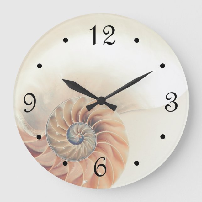 Grande Horloge Ronde Elégant Coque Beige Neutral Côtier (Recto)