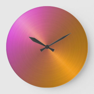 Grande Horloge Ronde Élégant dégradé orange à rose ombre