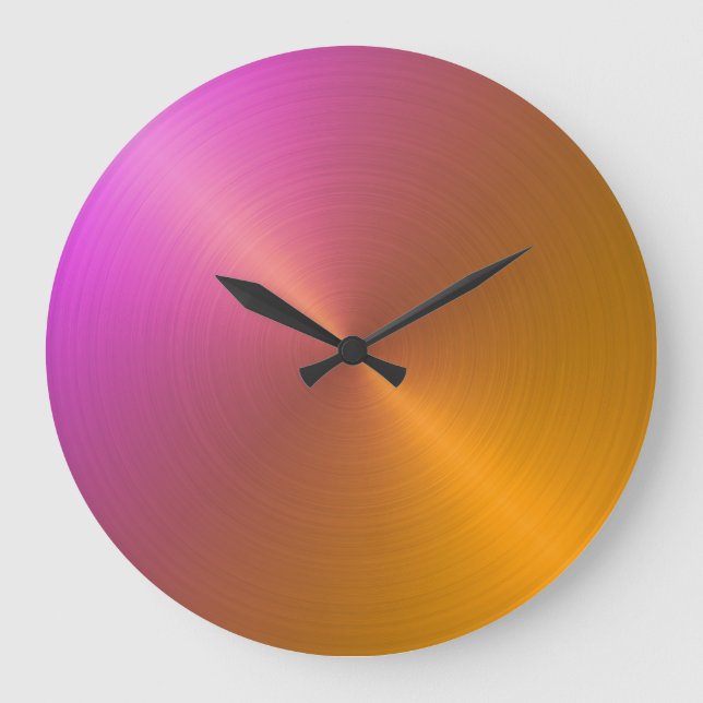 Grande Horloge Ronde Élégant dégradé orange à rose ombre (Recto)