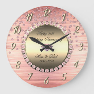 Grande Horloge Ronde Élégant Diamants Festifs 25e Anniversaire de Maria