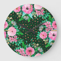 Élégant Empreinte de léopard rose floral vert desi