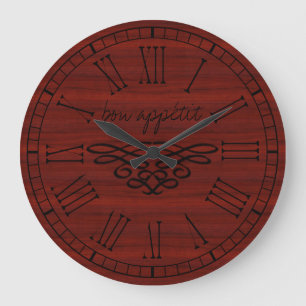 Grande Horloge Ronde Élégant et élégant Bon appétit Bois de cerisier ro