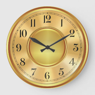 Grande Horloge Ronde Elégant faux or montre visage illustration chic