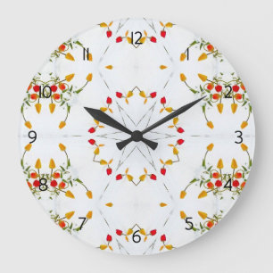 Grande Horloge Ronde Élégant floral Vintage