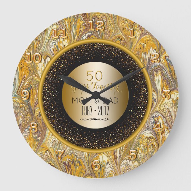 Grande Horloge Ronde Elegant Gold 50th Wedding Anniversary Personalized (Recto)