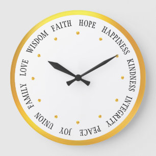 Grande Horloge Ronde Elégant Gold et White Good Vibes