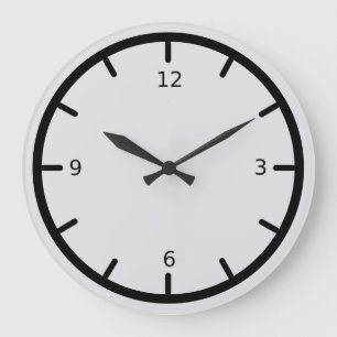 Grande Horloge Ronde Elégant gris argenté et noir