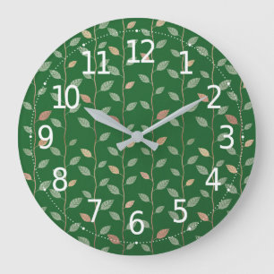 Grande Horloge Ronde Elegant Leaves et Vines Pattern Paper Texture