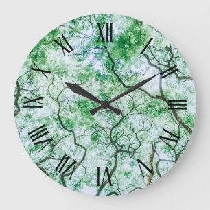Grande Horloge Ronde Élégant mais Éffrayant Feuilles et branches Horlog