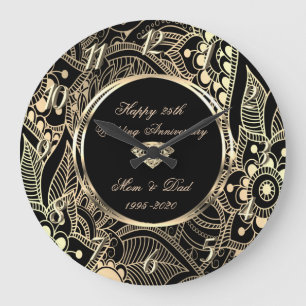 Grande Horloge Ronde Elegant Mandala 25th Wedding Anniversary