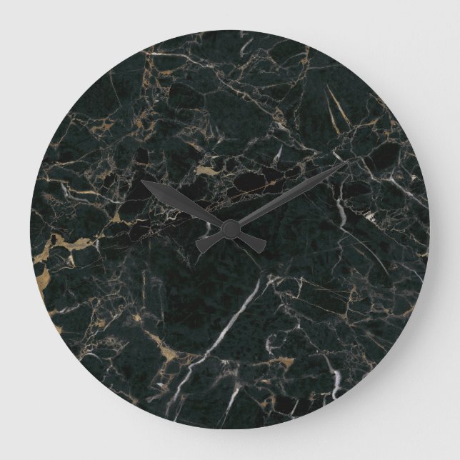 Grande Horloge Ronde Élégant marbre noir : Arrière - plan texturé (Recto)