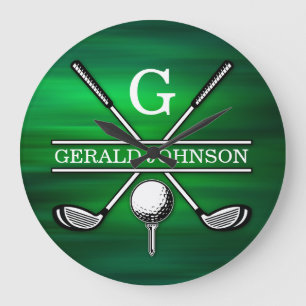 Grande Horloge Ronde Élégant minimaliste Golf Monogramme Conception