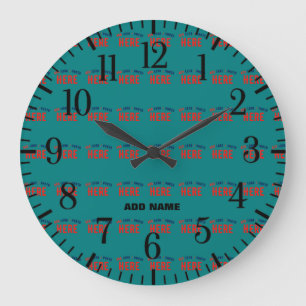GRANDE HORLOGE RONDE ÉLÉGANT MODERNE PERSONNALISÉ TURQUOISE VERT VÉRIFI