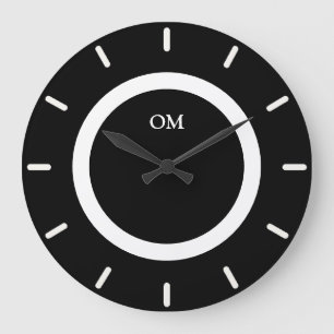 Grande Horloge Ronde Elegant Monogram on Black and White