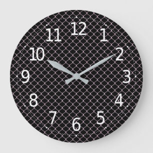 Grande Horloge Ronde Élégant Motif de chaîne de clôture rose modern