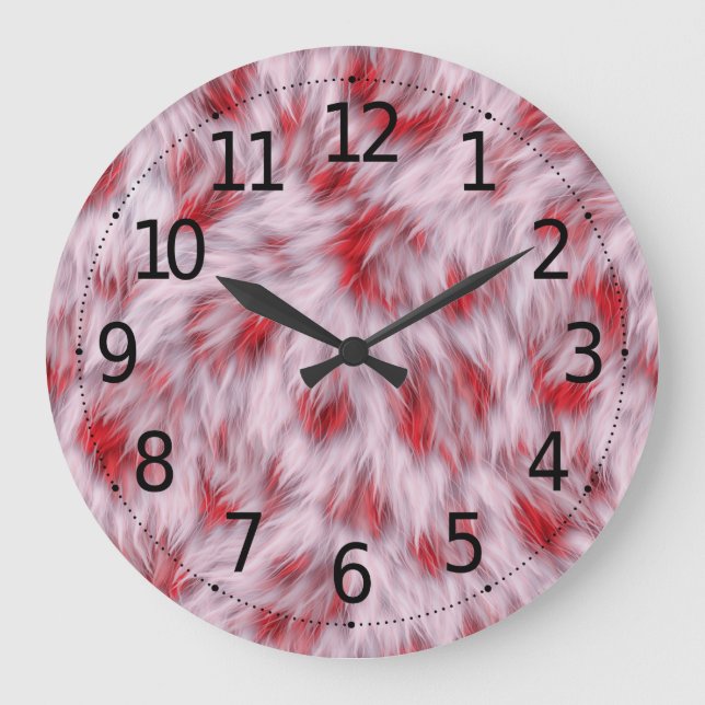 Grande Horloge Ronde Élégant Motif de fourrure souple Abstrait | (Recto)