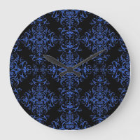 Élégant motif de style damassé floral bleu et noir