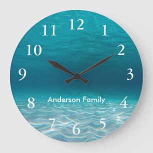 Grande Horloge Ronde Élégant nombre blanc sous-marin Photo personnalisé
