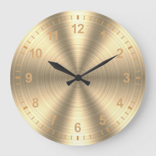 Grande Horloge Ronde Elégant or brillant métallique