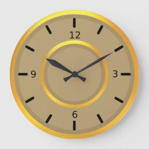 Grande Horloge Ronde Élégant or et beige