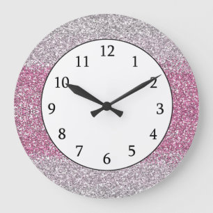 Grande Horloge Ronde Elegant Pink ombre