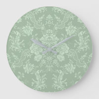 Élégant Romantique Chic Floral Damask-Sage Vert