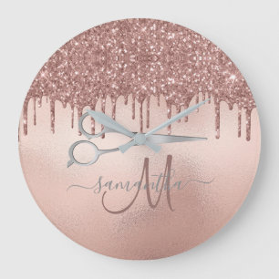 Grande Horloge Ronde Elégant Rose en or coiffeuse ciseau Monogramme