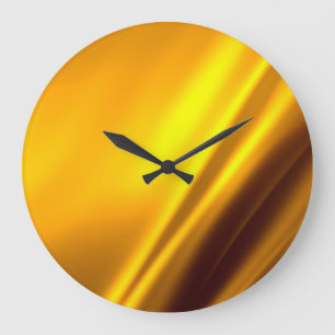Grande Horloge Ronde Elégant Satin Or Faux Texture Look