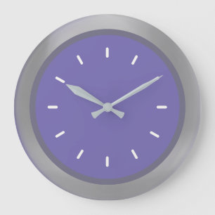 Grande Horloge Ronde Elegant Silver Grey & Periwinkle Blue