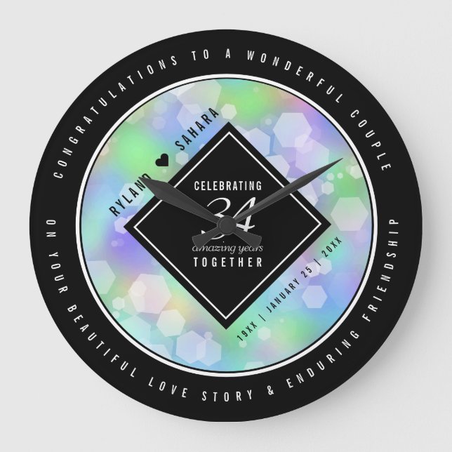 Grande Horloge Ronde Élégante 34e anniversaire du Mariage Opal (Recto)