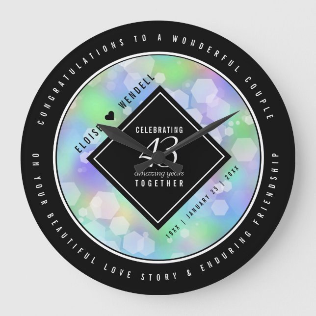 Grande Horloge Ronde Élégante 43ème anniversaire du Mariage Opal (Recto)