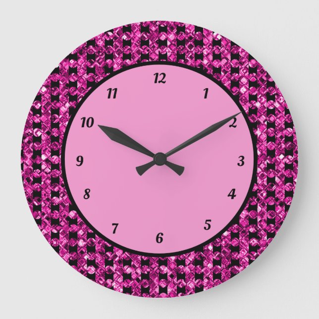 Grande Horloge Ronde Élégante boîte de Parties scintillant violet Motif (Recto)