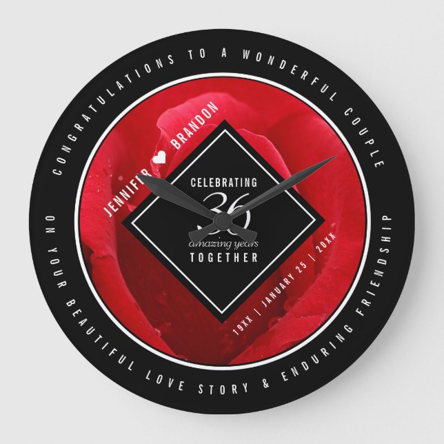 Grande Horloge Ronde Élégante célébration du 36e anniversaire du Mariag (Recto)