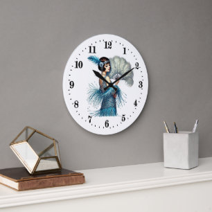 Grande Horloge Ronde Élégante dame Art déco