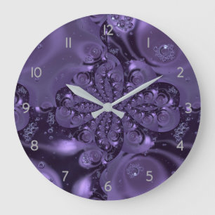 Grande Horloge Ronde Élégante étincelle Royale Purple Liquide