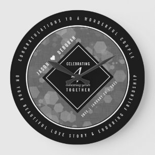 Grande Horloge Ronde Élégante fête du 4e anniversaire du Mariage de lin