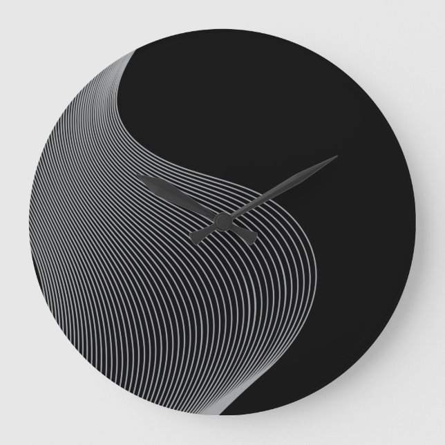 Grande Horloge Ronde Élégante, moderne, futuriste abstraction des vague (Recto)
