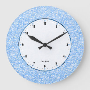 Grande Horloge Ronde Elégante Parties scintillant Blanche Rétro Et Étin