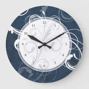 Grande Horloge Ronde Élégantes Flèches Bleu Turquoise