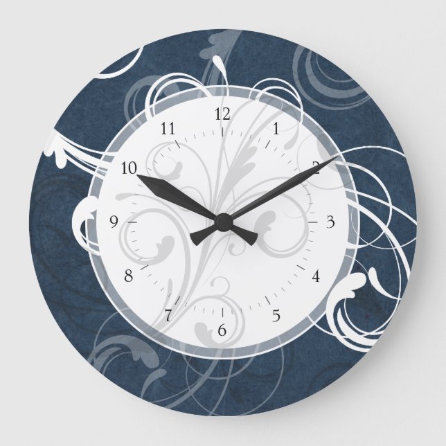 Grande Horloge Ronde Élégantes Flèches Bleu Turquoise (Recto)
