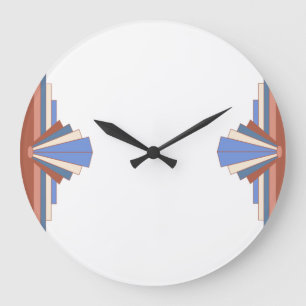Grande Horloge Ronde Éléments Art déco en or et bleu rose05
