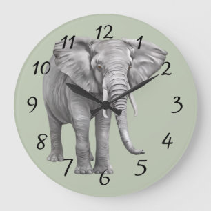 Grande Horloge Ronde Elephant Background