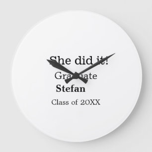 Grande Horloge Ronde Elle l'a fait diplômée ajouter nom classe de texte