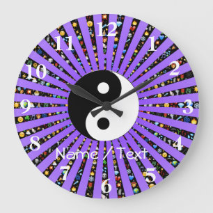 Grande Horloge Ronde Emoji de pourpre de Yin et de Yang