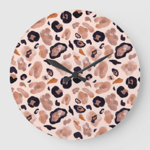 Grande Horloge Ronde Empreinte de léopard, sans soudure, arrière - plan
