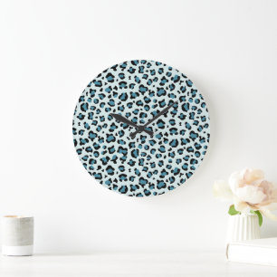Grande Horloge Ronde Empreinte de léopard, Spots de léopard, Leopard bl