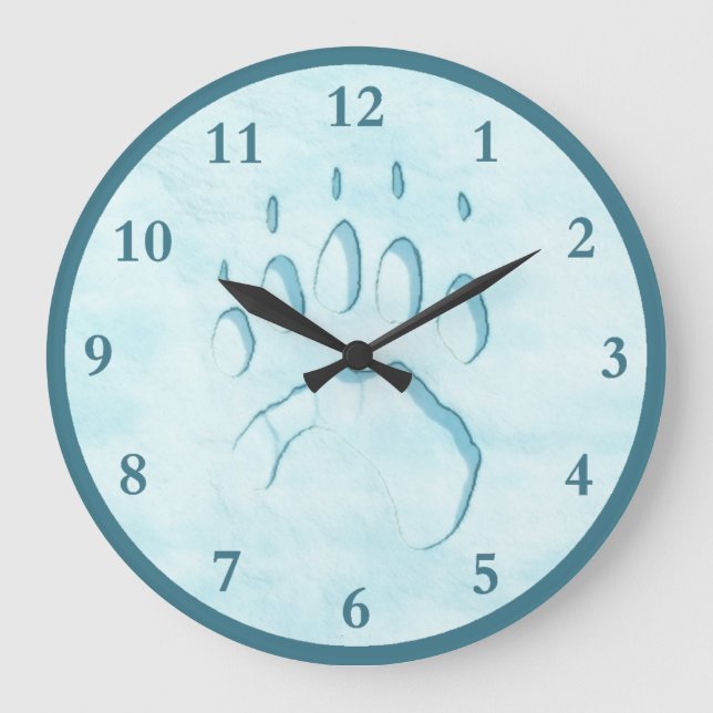 Grande Horloge Ronde Empreinte de patte d'ours polaire (Recto)