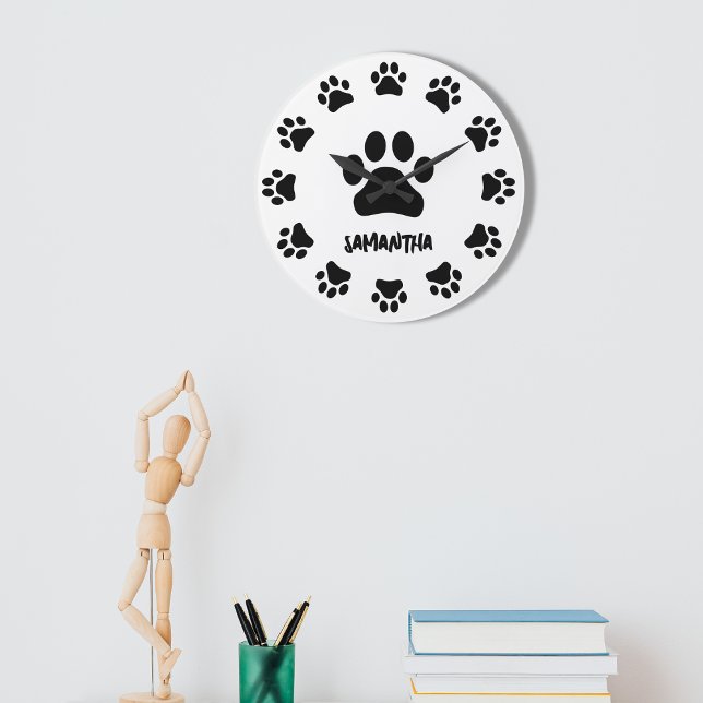 Grande Horloge Ronde Empreinte de patte personnalisé (Créateur téléchargé)