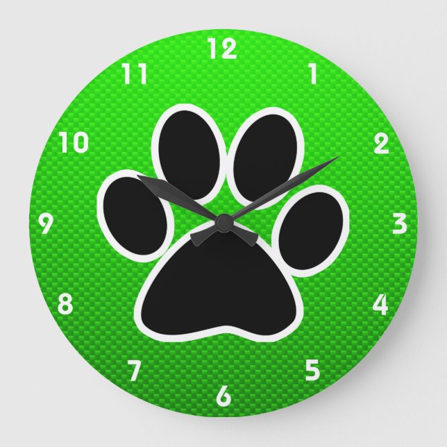Grande Horloge Ronde Empreinte de patte vert (Recto)